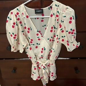 Adorable tie top blouse with Cherries! (The Kooples French Boutique)